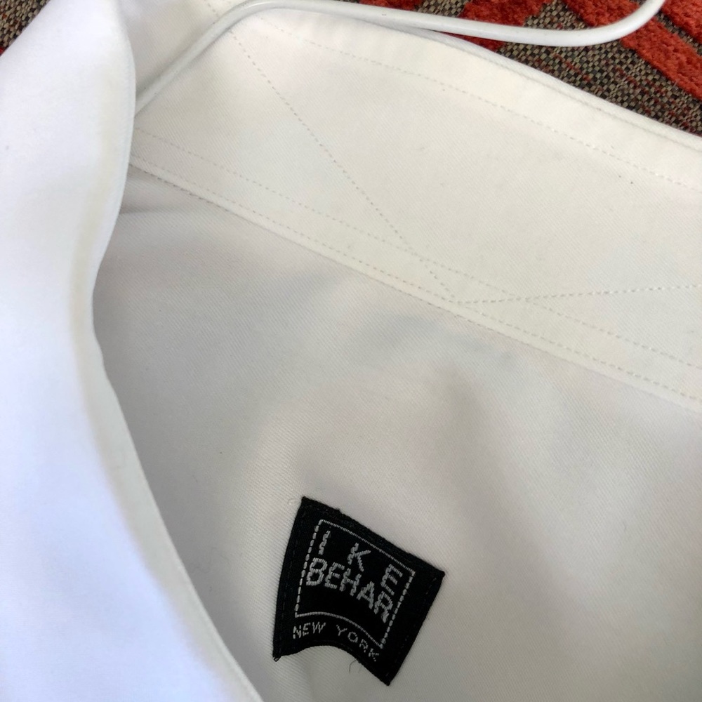 (2) Ike Behar cotton dress shirts identical 18-37 (big, like XXL) - Picture 7 of 14